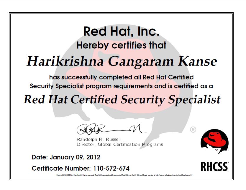 RHCSS Certificate..